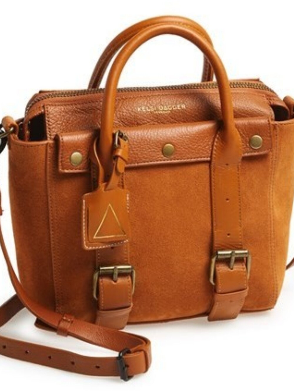 NWT Kelsi Dagger Brooklyn Heritage Brown 100% Leather Bike Bag Satchel With Gold
